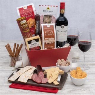 Wine And Cheese Basket – Red